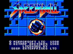 Speedball title screen for Sega Master System